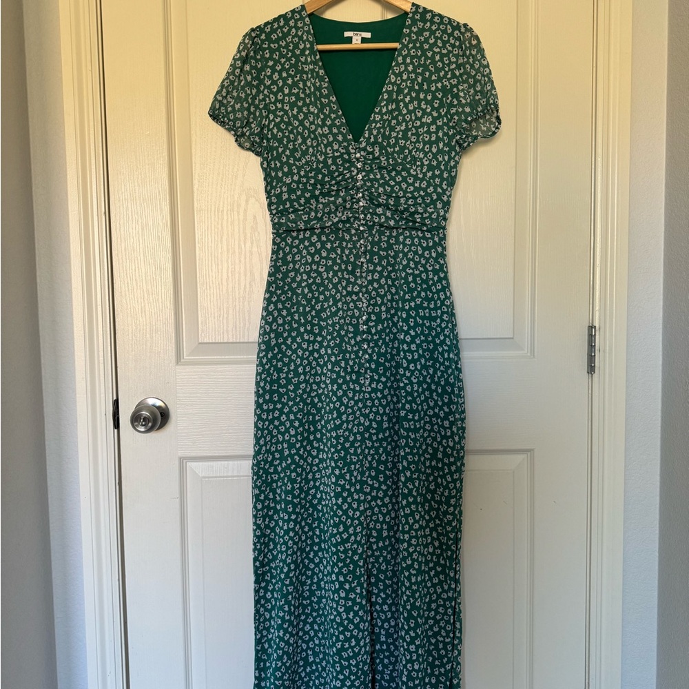 Bar III Green Flutter Sleeve Maxi Dress